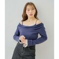 【ネイビー】【Chico】レイヤードシアードレープデザインニット