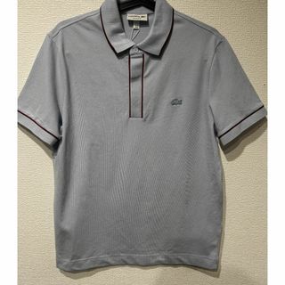 LACOSTE - ラコステ 長袖 ポロシャツ ボーダー 刺繍ロゴ 水色 LACOSTE - ラコステ 長袖 ポロシャツ ボーダー 刺繍ロゴ 水色