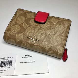 コーチ(COACH)のCOACH☆折り財布 ピンク×カーキ(財布)