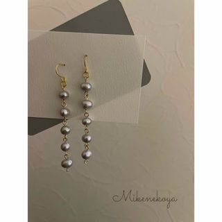 小粒 淡水パール 5連 ピアス(ピアス)