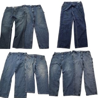 古着卸 まとめ売り カーハート デニム パンツ 7枚セット (メンズ 40 /42 ) インディゴブルー ワーク ループ フェード 中古 古着 MY6899(その他)