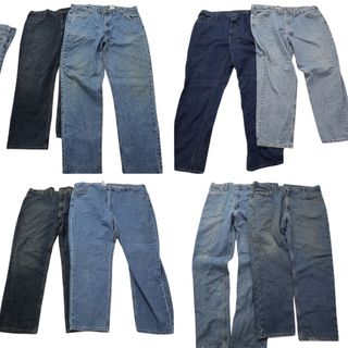 古着卸 まとめ売り カーハート デニム パンツ 8枚セット (メンズ 48 /46 /44 /42 /40 ) インディゴブルー フェード 中古 古着 MY6937(その他)