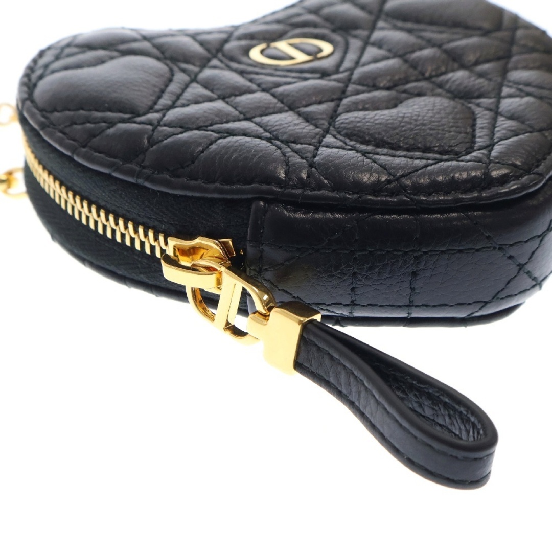 Christian Dior(クリスチャンディオール)のChristian Dior クリスチャンディオール カロ ハート チェーンポーチ ミニバッグ ブラック ゴールド金具 斜め掛けバッグ レディースのバッグ(ショルダーバッグ)の商品写真