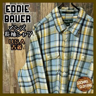 【即日発送】 グッドカラー◎USA製90sビンテージEddieBauerエディバウアー長袖 男性用