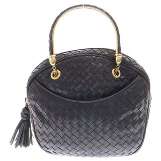 ボッテガヴェネタ(BOTTEGA VENETA)のBOTTEGA VENETA ボッテガヴェネタ イントレチャート ハンドバッグ ブラック レザー フリンジ(ハンドバッグ)
