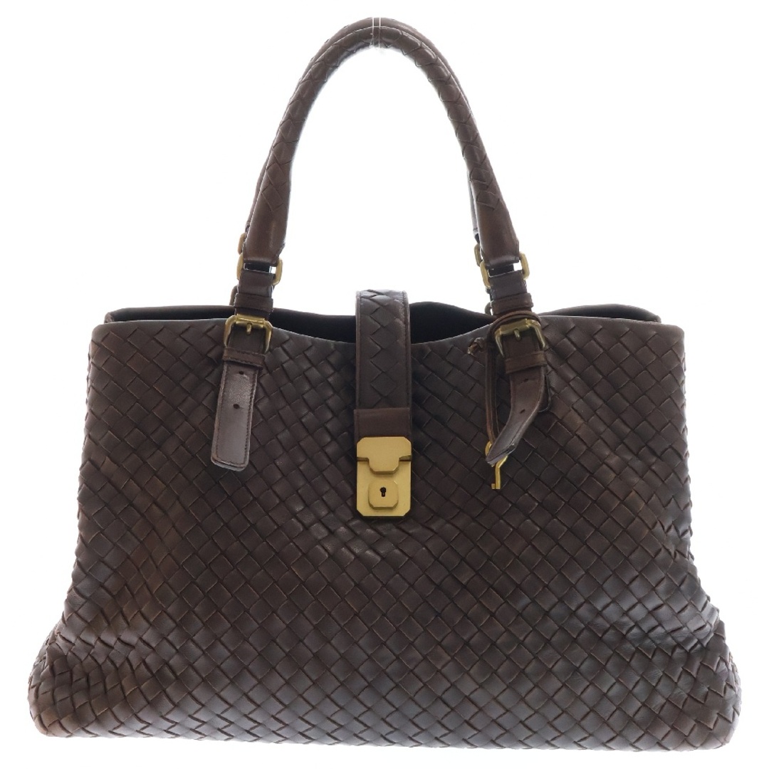 BOTTEGA VENETA - BOTTEGA VENETA ボッテガヴェネタ イントレチャート ハンドバッグ ブラウン レザー トートバッグ ゴールド金具