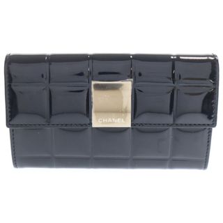 シャネル(CHANEL)のCHANEL シャネル チョコバー コインケース カードケース パテント エナメル ブラック ゴールド金具 財布 コンパクトウォレット(財布)