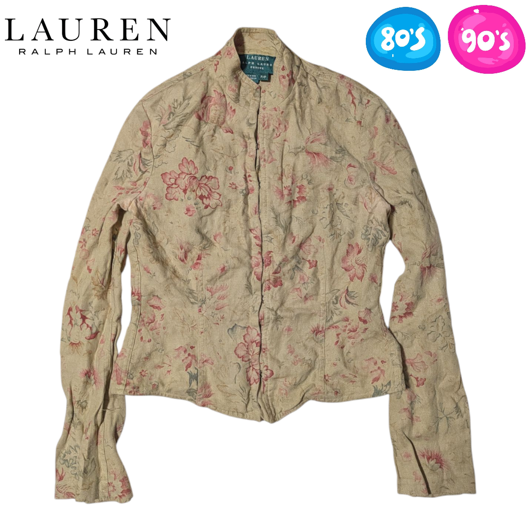 Ralph Lauren(ラルフローレン)のLAUREN RALPH LAUREN サンド リネン 花柄 ブルゾンジャケット レディースのジャケット/アウター(ブルゾン)の商品写真