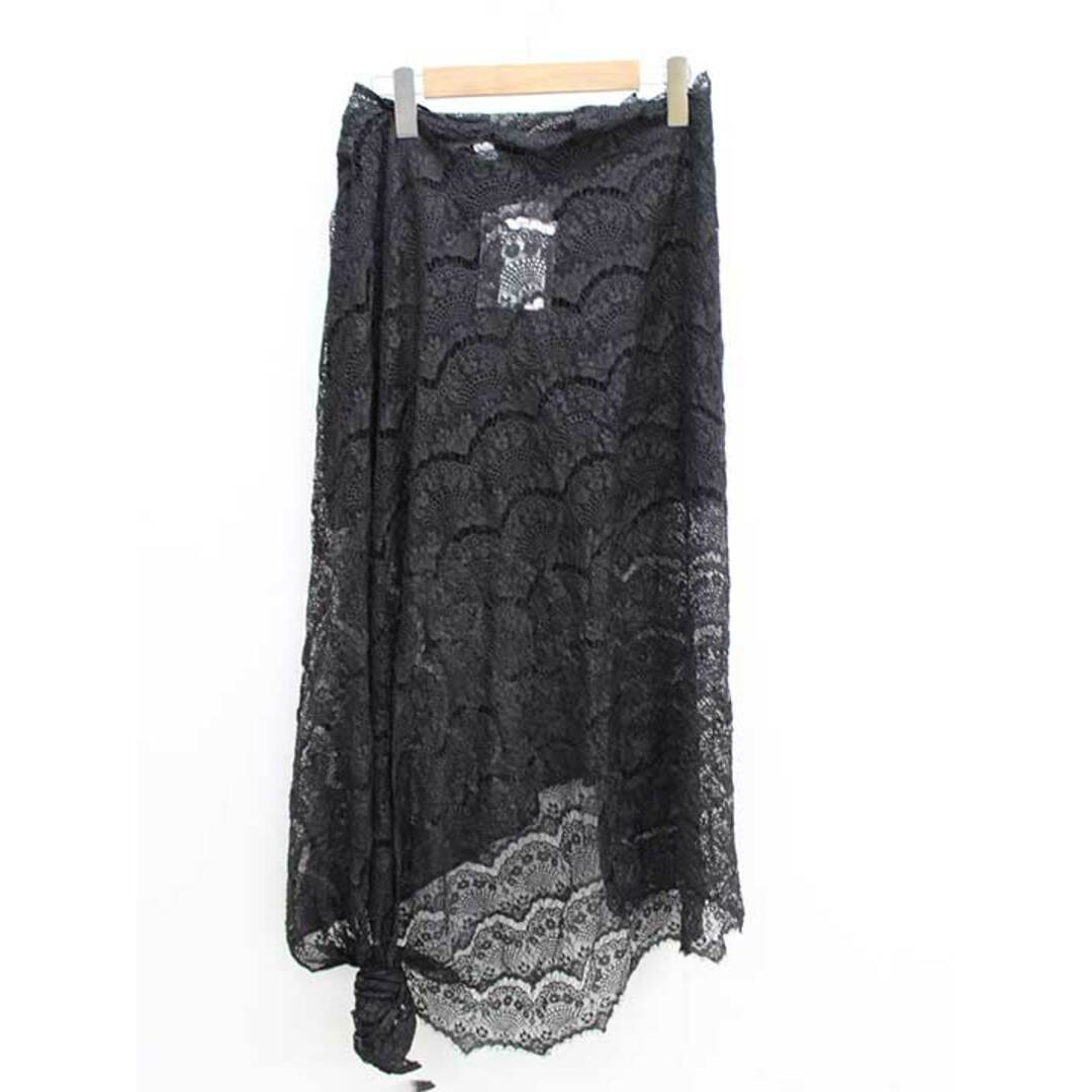 ヨウジヤマモト SATIN SCALLOP SKIRT レーススカート 1 レディース ブラック/黒 【新品 未使用品】【新入荷】‡