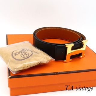 HERMES - HERMES(エルメス) ベルト 65 Hベルト 黒×ゴールド HERMES - HERMES(エルメス) ベルト 65 Hベルト 黒×ゴールド