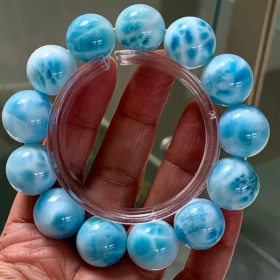 天然無処理 ラリマー ブレスレット 18mm-119.1g 天然無処理 ラリマー ブレスレット 18mm-119.1g