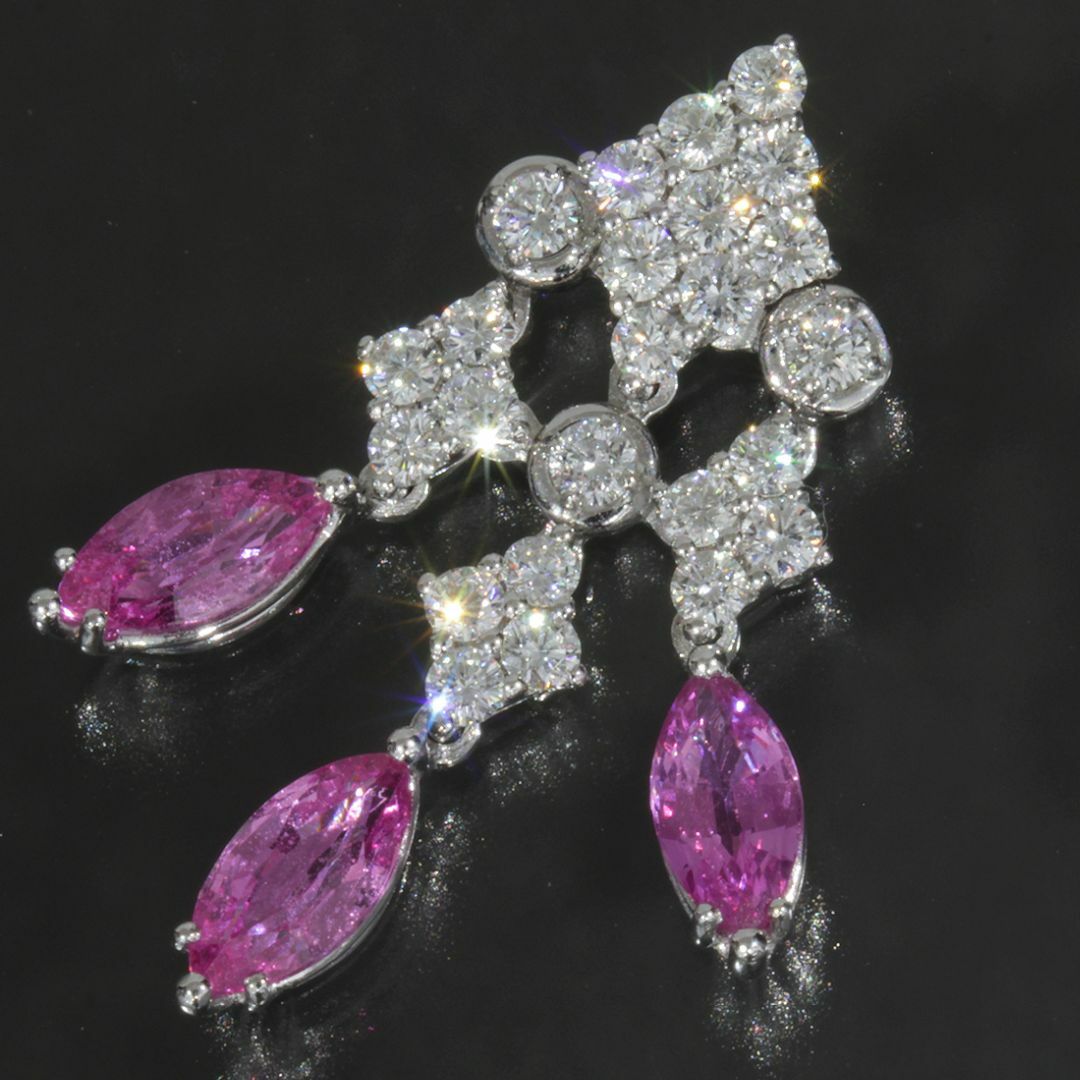 ピキョッティ ダイヤ 1.18ct ピンクサファイヤ 2.9ct トップ K18●ペンダント ネックレス チャーム 6.1g WG PICCHIOTTI 新品仕上済 6181A