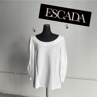 エスカーダ(ESCADA)のESCADA ホワイト バックボタン シャツ ブラウス 7分袖 D(シャツ/ブラウス(長袖/七分))