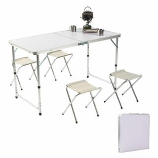 【サインキングダム】アウトドア テーブルセット 4人 高さ3段階調整可能 テーブ(テーブル/チェア)