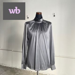 wb ダブルビー グレー シルク ハイネックブラウス D(シャツ/ブラウス(長袖/七分))