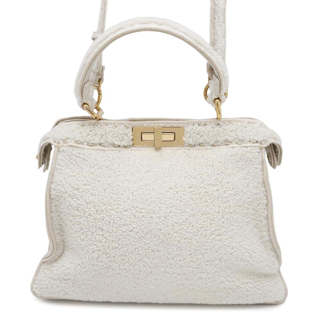 FENDI - フェンディ ハンドバッグ ピーカブー アイシーユー ミディアム ムートン 8BN321 FENDI 2wayショルダーバッグ 白