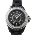 シャネル CHANEL 腕時計 J12 H2571 8ポイント ダイヤインデックス 0.04ct 40ポイント ダイヤベゼル 0.90ct ブラック 文字盤 SS ブラック セラミック クオーツアナログ 【箱・保付き】 【中古】