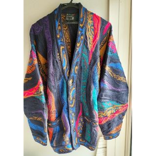 COOGI - 【Coogi】カシミヤ100%! 3Dニット カーディガン 青 COOGI - 【Coogi】カシミヤ100%! 3Dニット カーディガン 青