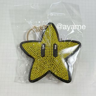 スーパーマリオ　ラインストーンマスコット　スーパースター　スター　キーホルダー(キャラクターグッズ)