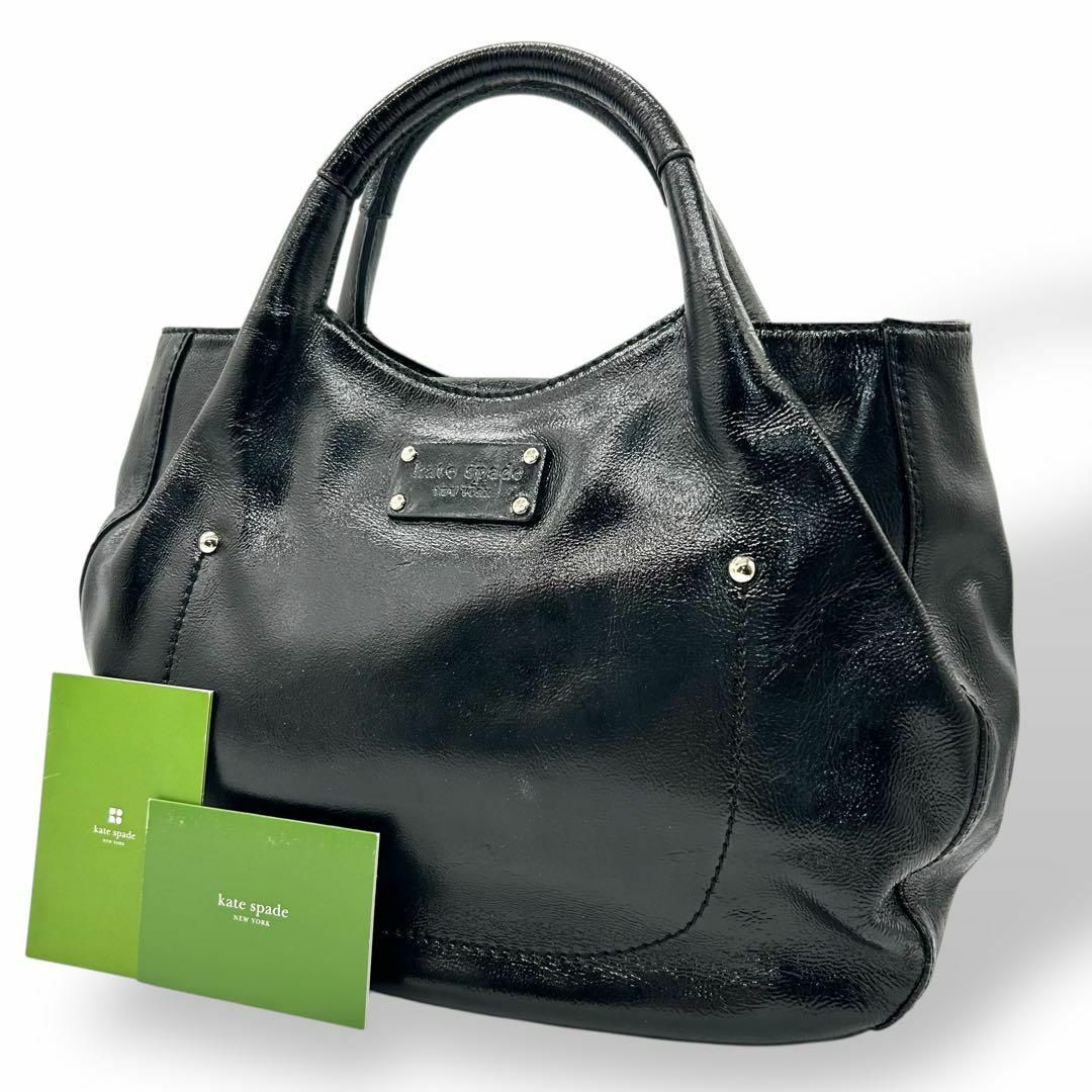 kate spade NEW YORK - 良品 435 ケイトスペード トートバッグ パテントレザー ブラック