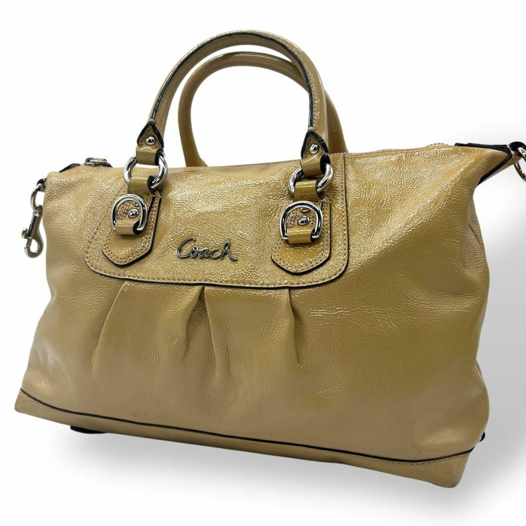 COACH - 良品 490 コーチ ハンドバッグ エナメル イエロー