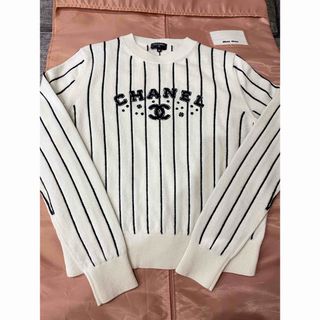CHANEL - CHANEL カシミヤ ストライプ クロップド ニットの通販 CHANEL - CHANEL カシミヤ ストライプ クロップド ニットの通販