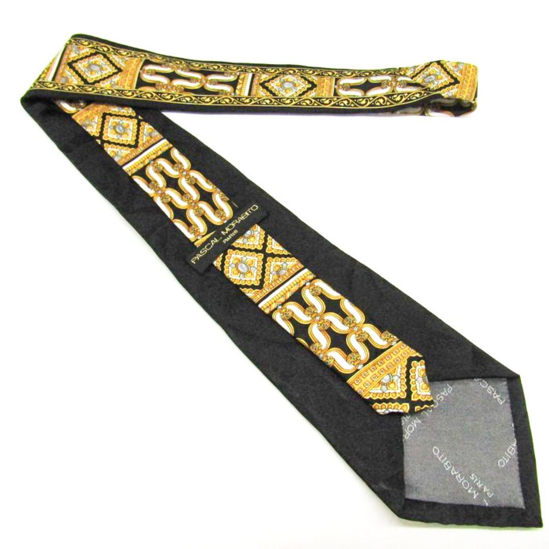 パスカルモラビト ブランド ネクタイ シルク バロック柄 小紋柄 総柄 ワイドタイ PO メンズ ブラック PASCAL MORABITO メンズのファッション小物(ネクタイ)の商品写真