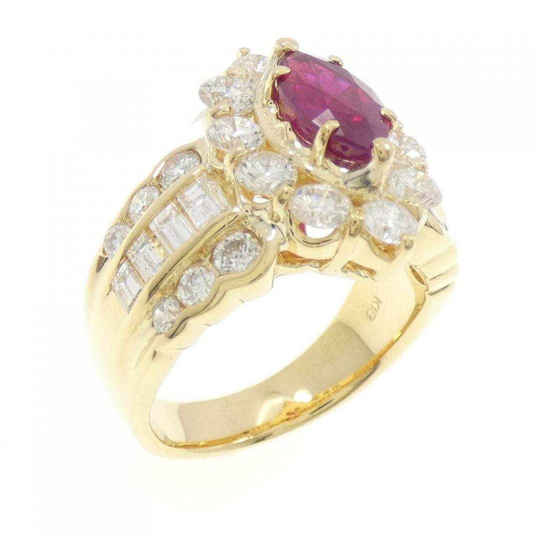 K18YG ルビー リング 1.30CT ビルマ産