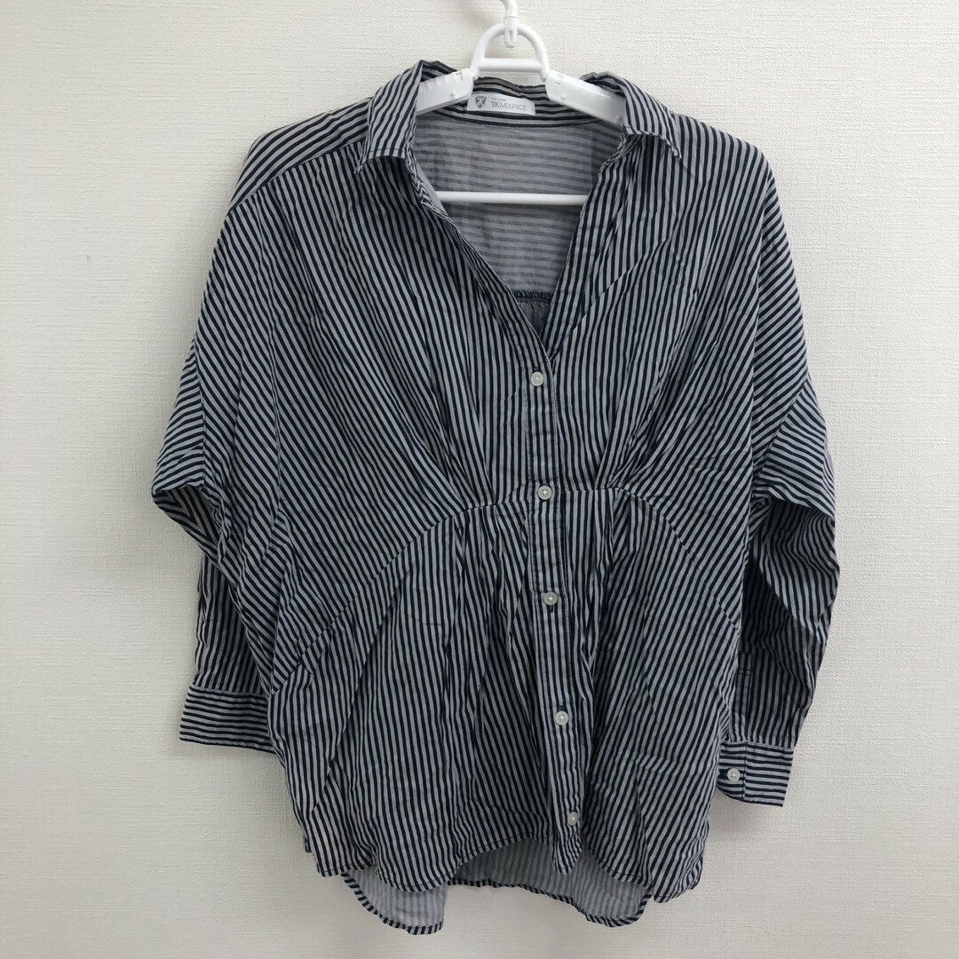 【THE SHOP TK】ザショップティーケイ シャツ 長袖シャツ トップス F 紺系 ネイビー ストライプ