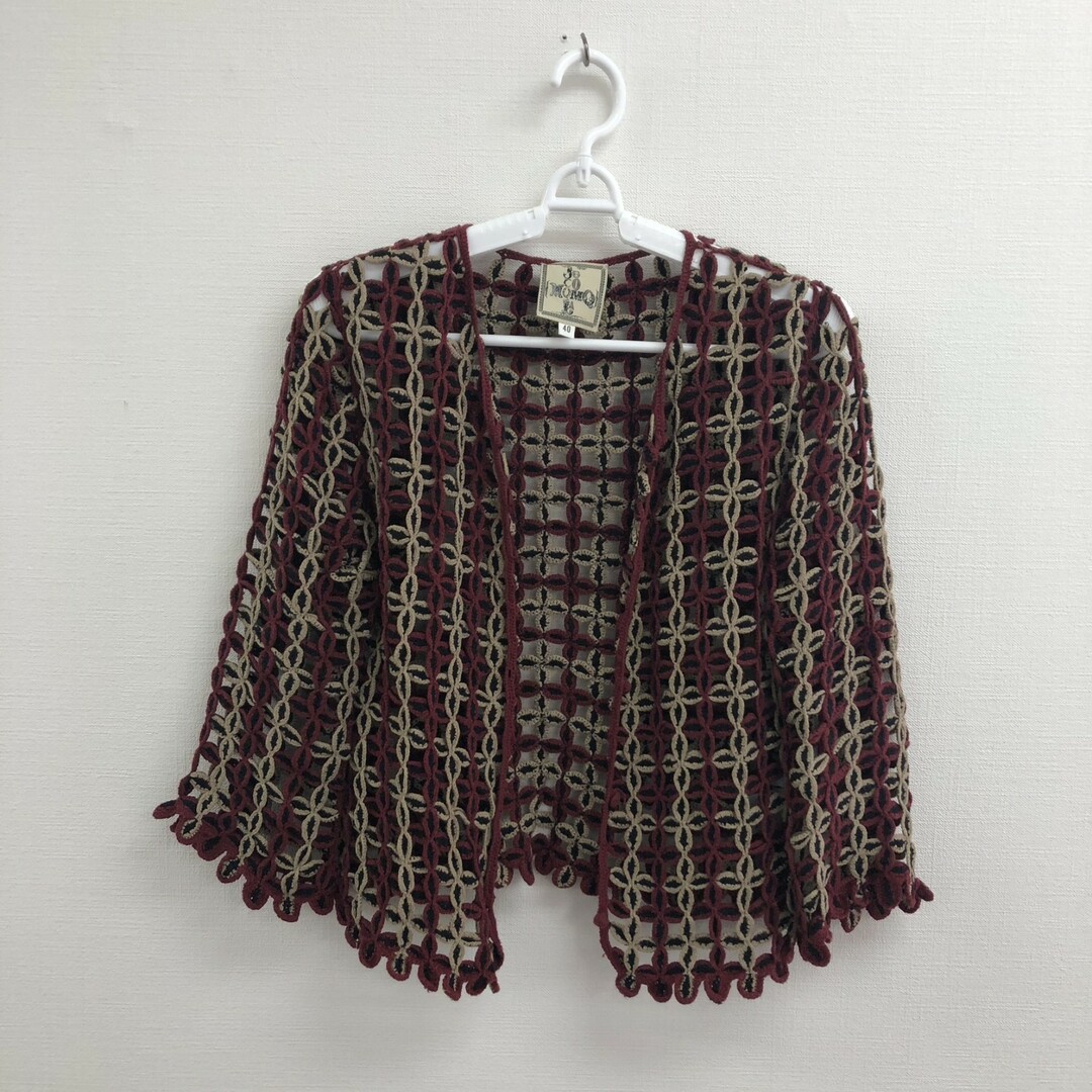 Jocomomola - 【JOCOMOMOLA】ホコモモラ カーディガン 刺繍カーディガン 花柄カーディガン 40 赤系 綿混