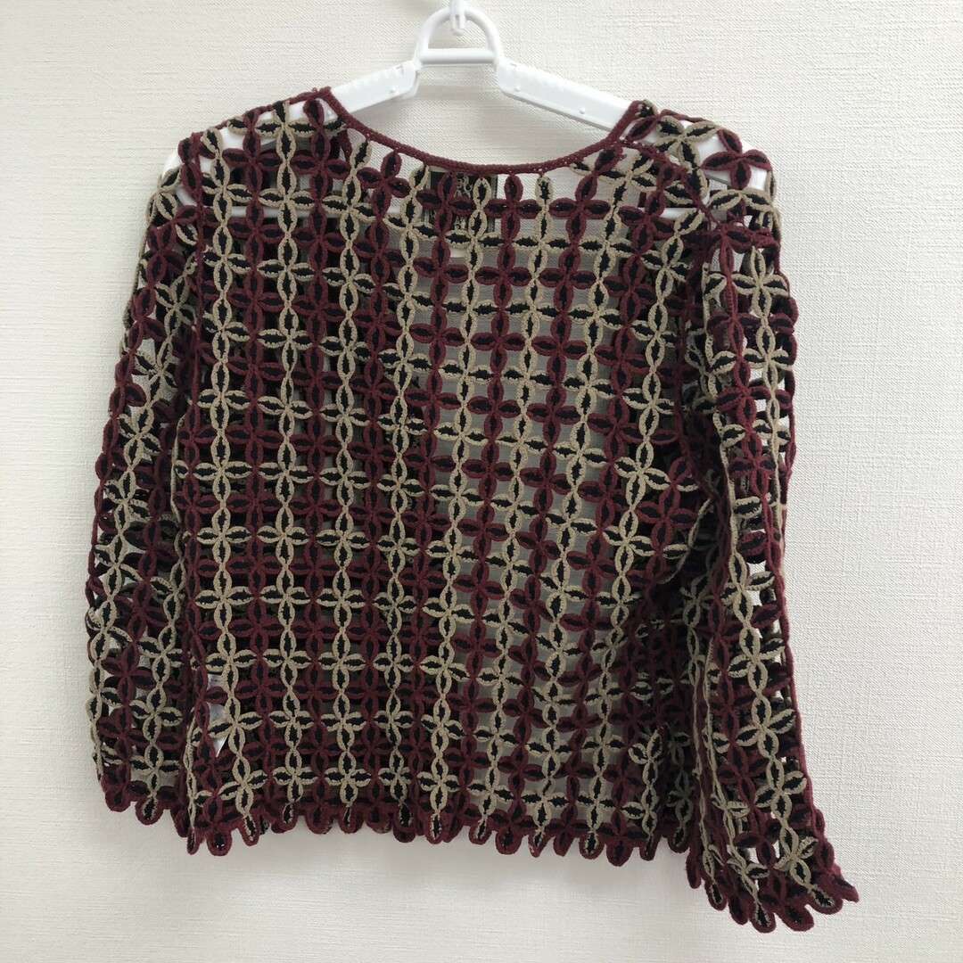Jocomomola - 【JOCOMOMOLA】ホコモモラ カーディガン 刺繍カーディガン 花柄カーディガン 40 赤系 綿混 Jocomomola - 【JOCOMOMOLA】ホコモモラ カーディガン 刺繍