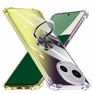 AQUOS R9用 ケース リング付き 透明 耐衝撃 TPU クリア SH-51(その他)