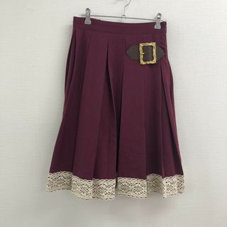 【an another angels】アン アナザー アンジェラス　プリーツスカート　レース　赤系　フリーサイズ　ベルト(その他)