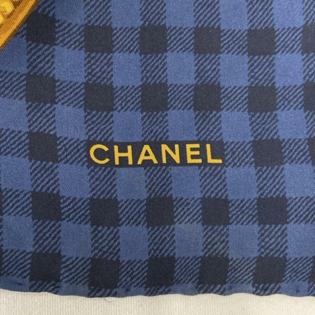 CHANEL - CHANEL(シャネル) スカーフ ネイビー×ブルー×ブラウン CHANEL - CHANEL(シャネル) スカーフ ネイビー×ブルー×ブラウン