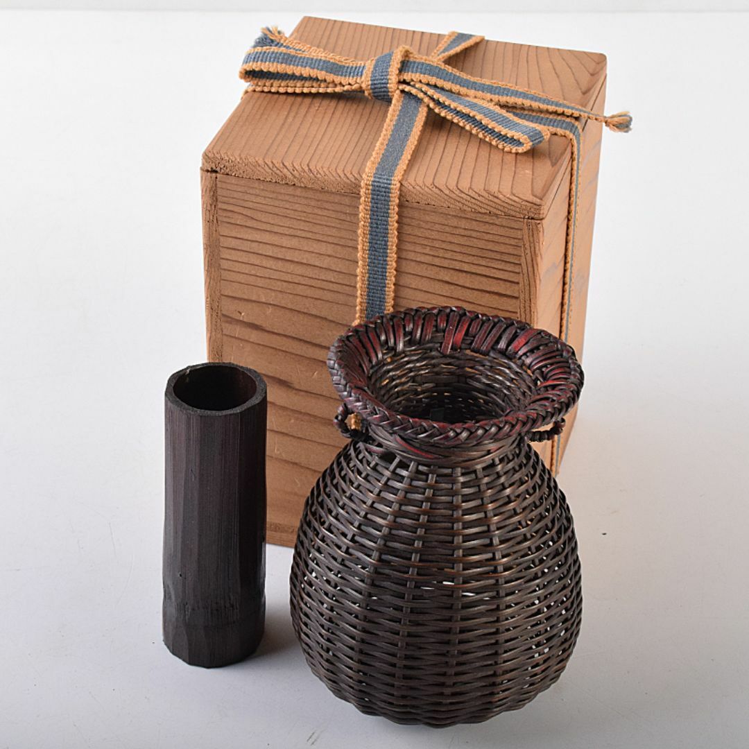 茶道具　時代藤組　掛花籠　籠花生　時代箱付　D　R8668
