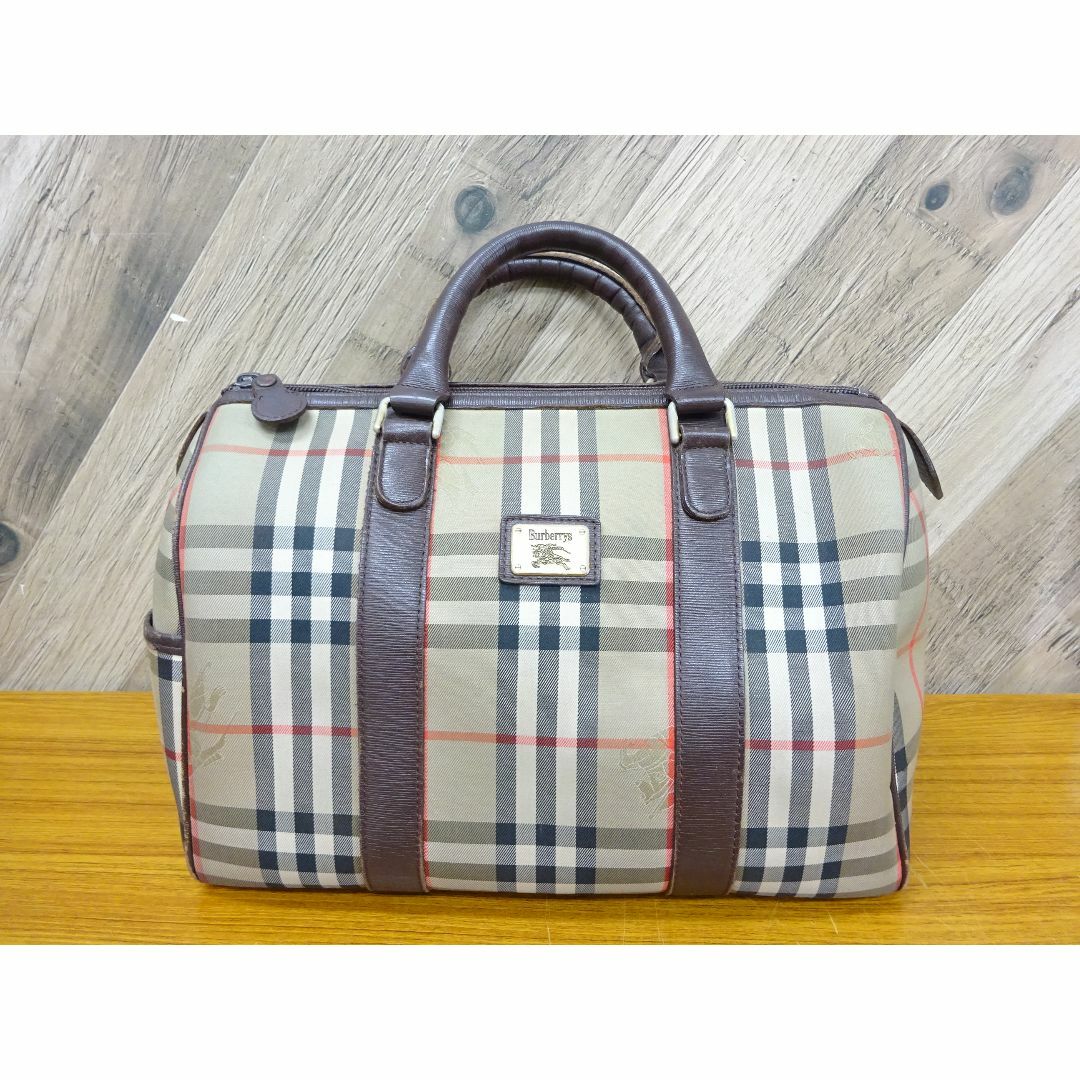 BURBERRY - 船387/ バーバリー キャンバス レザー シャドーホース ハンドバッグ