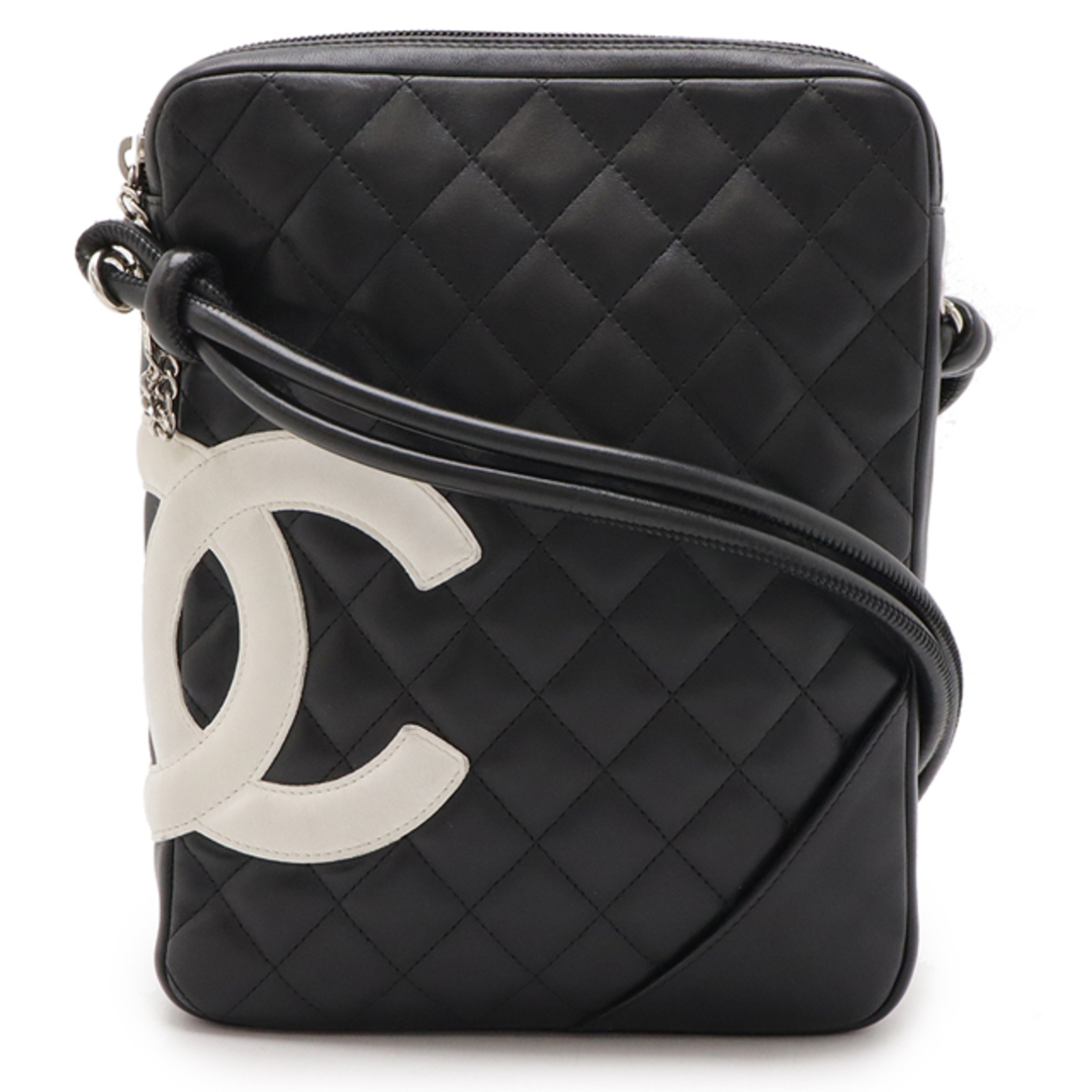 CHANEL - CHANEL シャネル カンボンライン ココマーク ミディアムポシェット ショルダーバッグ 斜め掛け ブラック 黒 ホワイト 白 A25178