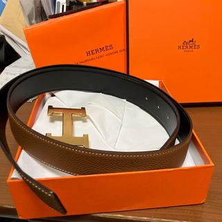 HERMES - エルメス ダブルH リバーシブル ベルト #85 ヴォー HERMES - エルメス ダブルH リバーシブル ベルト #85 ヴォー