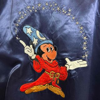 Disney - 80s ミッキーファンタジア刺繍 サテンジャケット Disney - 80s ミッキーファンタジア刺繍 サテンジャケット