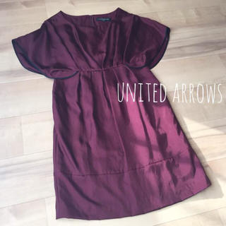 ユナイテッドアローズ(UNITED ARROWS)の半袖 ドレス ♡ ボルドー(ミディアムドレス)