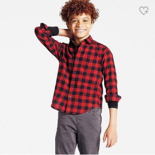 ユニクロ(UNIQLO)のUNIQLO キッズ フランネル チェックシャツ(ブラウス)