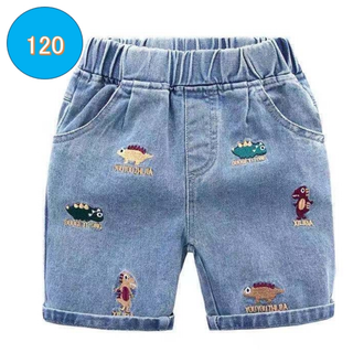 恐竜柄ハーフパンツ 120cm デニム 子供　大人気　ワイド　キッズ　韓国(パンツ/スパッツ)