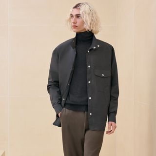 HERMES - エルメス 総柄 コットンカシミアxシルク 半袖シャツ HERMES - エルメス 総柄 コットンカシミアxシルク 半袖シャツ