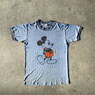 ミッキーマウス(ミッキーマウス)の80s ミッキー リンガーtシャツ USA製 霜降りブルー (Tシャツ/カットソー(半袖/袖なし))