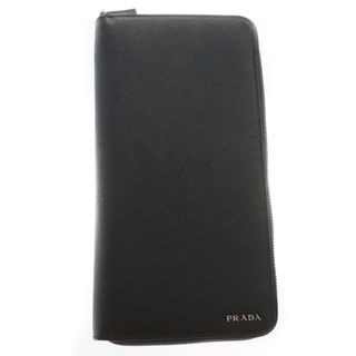 プラダ(PRADA)のPRADA プラダ トラベルドキュメントケース　ラウンドジップ長財布　ウォレット　ブラック　レザー(財布)