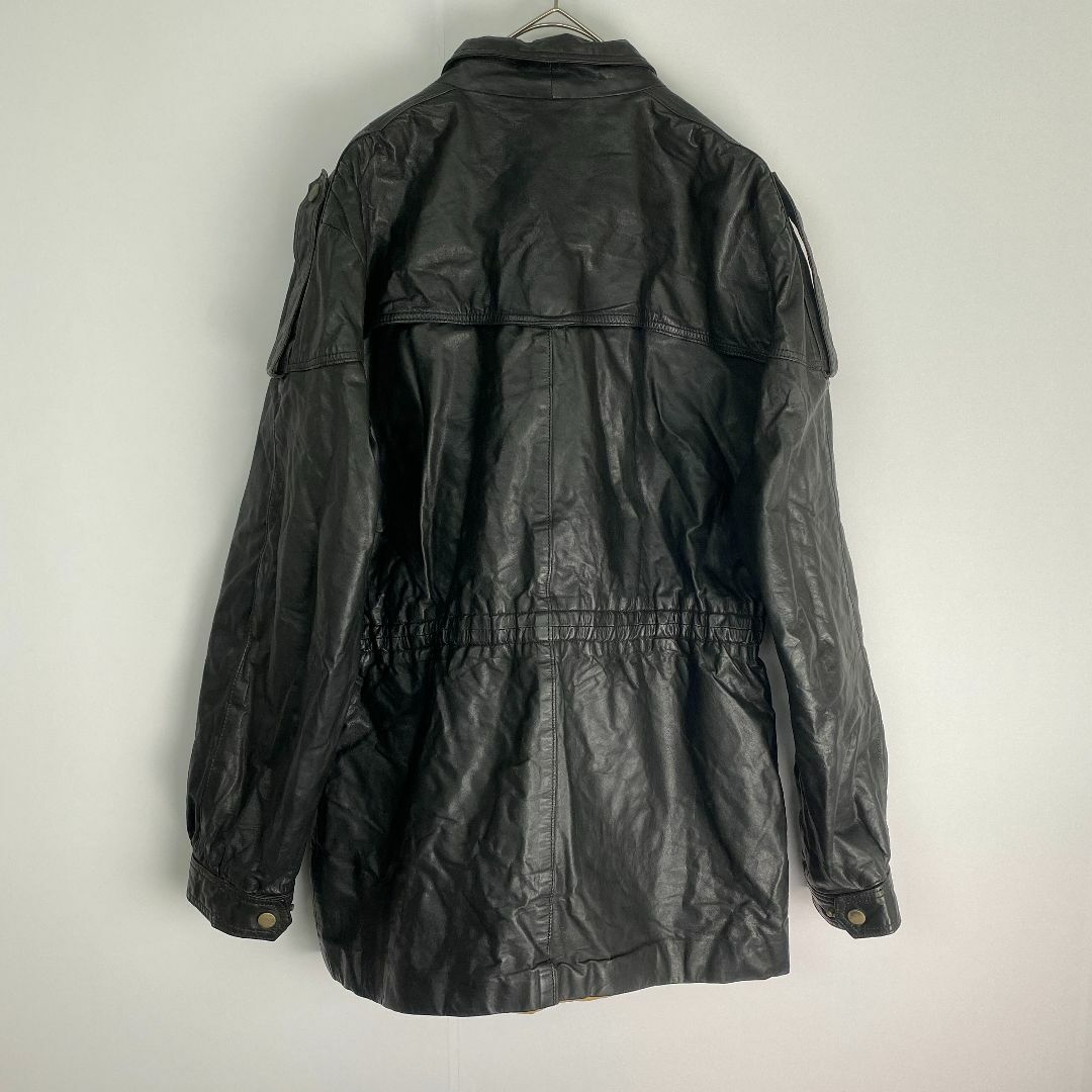 VINTAGE(ヴィンテージ)のヴィンテージ　レザージャケット　牛革　ジップアップ　カジュアル　黒　L メンズのジャケット/アウター(レザージャケット)の商品写真