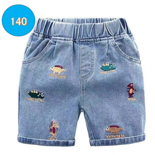 恐竜柄ハーフパンツ 140cm デニム 子供　大人気　ワイド　キッズ　韓国(パンツ/スパッツ)