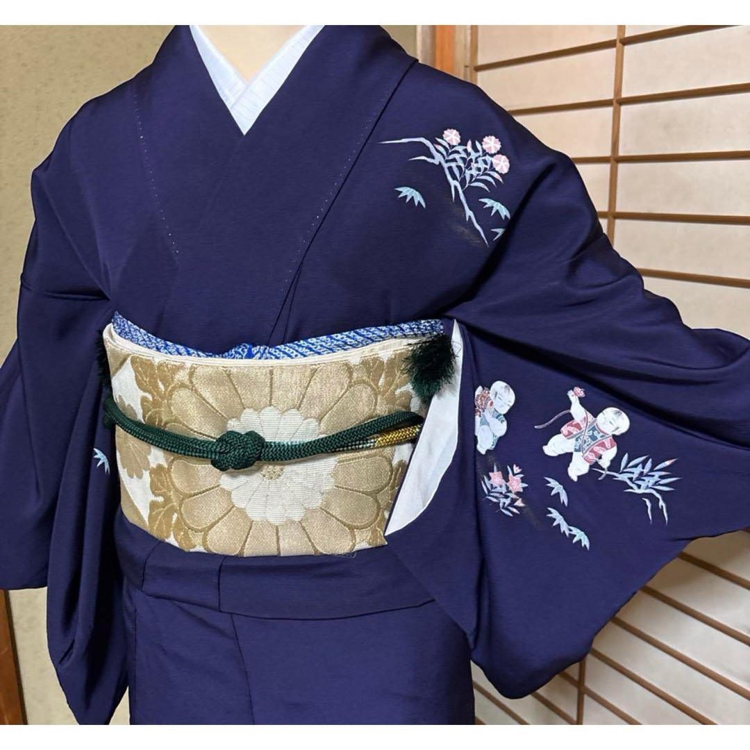 逸品!鳥柄の美しい訪問着帯帯締め帯揚げ重襟5点フルセットです 逸品!鳥柄の美しい訪問着帯帯締め帯揚げ重襟5点フルセットです