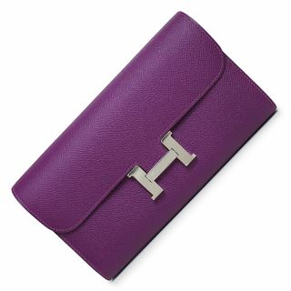 エルメス(HERMES)のエルメス コンスタンス ロング 二つ折り長財布 ヴォーエプソン レザー アネモネ パープル 紫 シルバー金具 R刻印 箱付 HERMES（未使用　展示品）(財布)