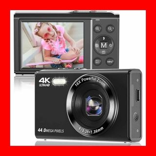 デジカメ 4K 小型 デジタルカメラ 4400万高画素 コンパクト 初心者向け(コンパクトデジタルカメラ)